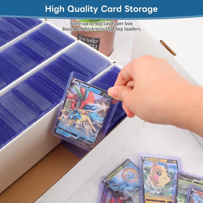 HIMOMO 6 Pack Card Storage Box, 3700 Count Trading Card Storage Box White Sports Storage Card Box Organizer Sorting Tray Cards Sleeve Cases Box for Storing Protecting and Organizing Soccer Cards - Image 2